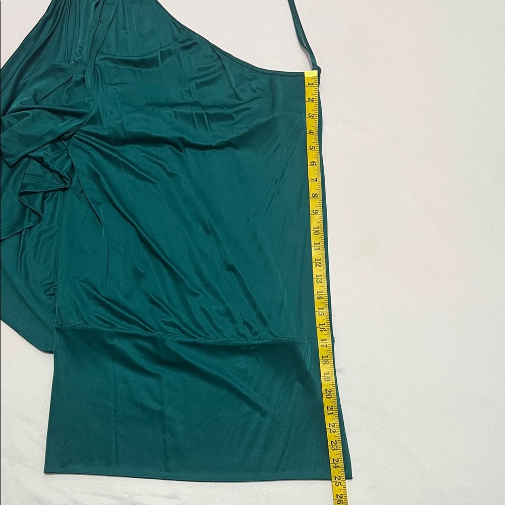 BCBGMaxAzria Teal DRAPE ONE SHOULDER ACETATE JERSEY DRESS - Picture 7 of 10